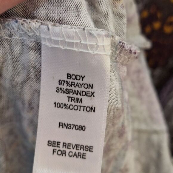 Cato Woman 26/28W Pullover V Neck Tunic Top‎ Brown Multi Bell Sleeves Crochet - Picture 8 of 9